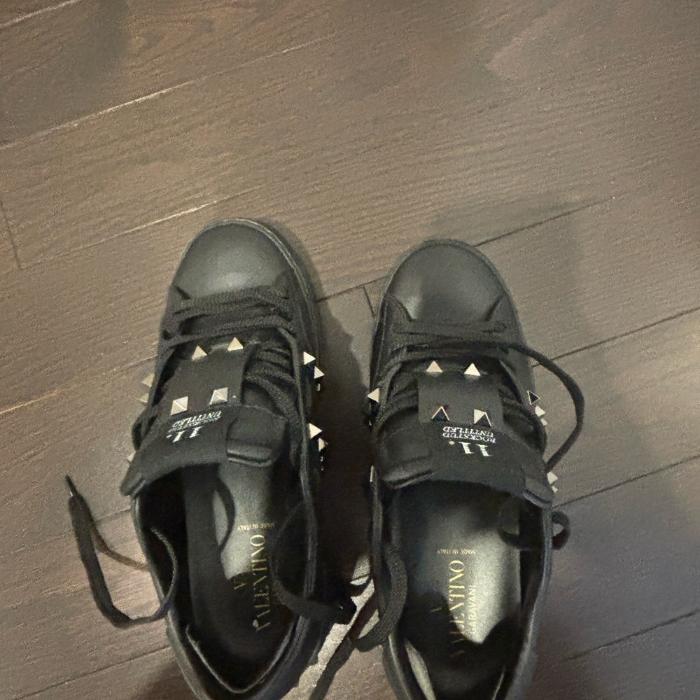 Valentino Black Leather Sneakers with Studs Authentic